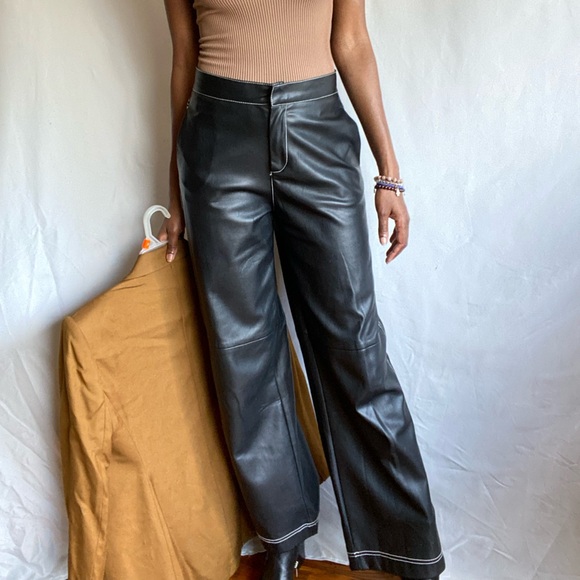 Vegan leather full length pants - Picture 2 of 7
